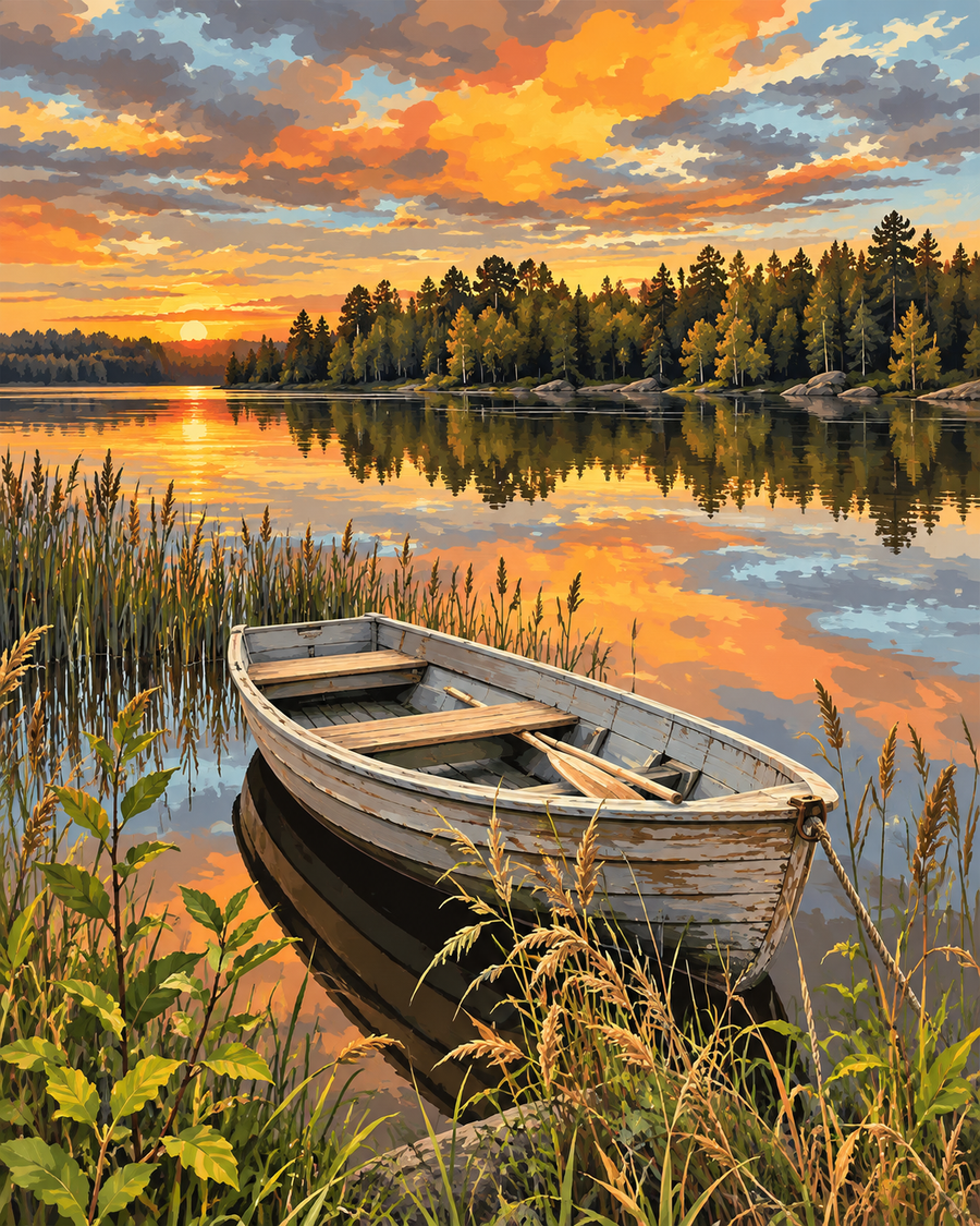 Sunset Rowboat Paint by Numbers Kit