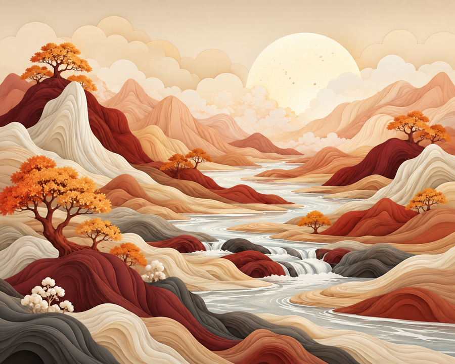 Terracotta Mountain Valley Paint by Numbers Kit