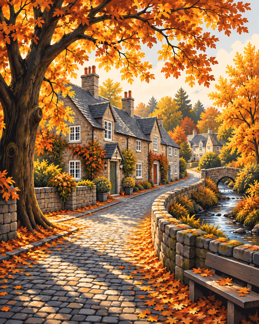 Autumn Village Paint by Numbers Kit